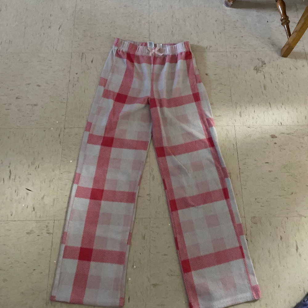 Flannel pink print pajama pants